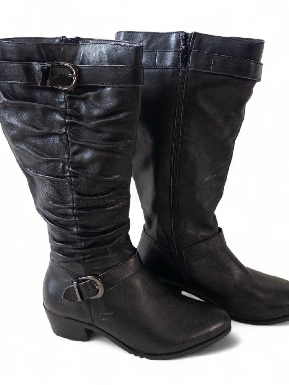 David Tate Black Leather Riding Boots Size 9WW - Excellent Condition